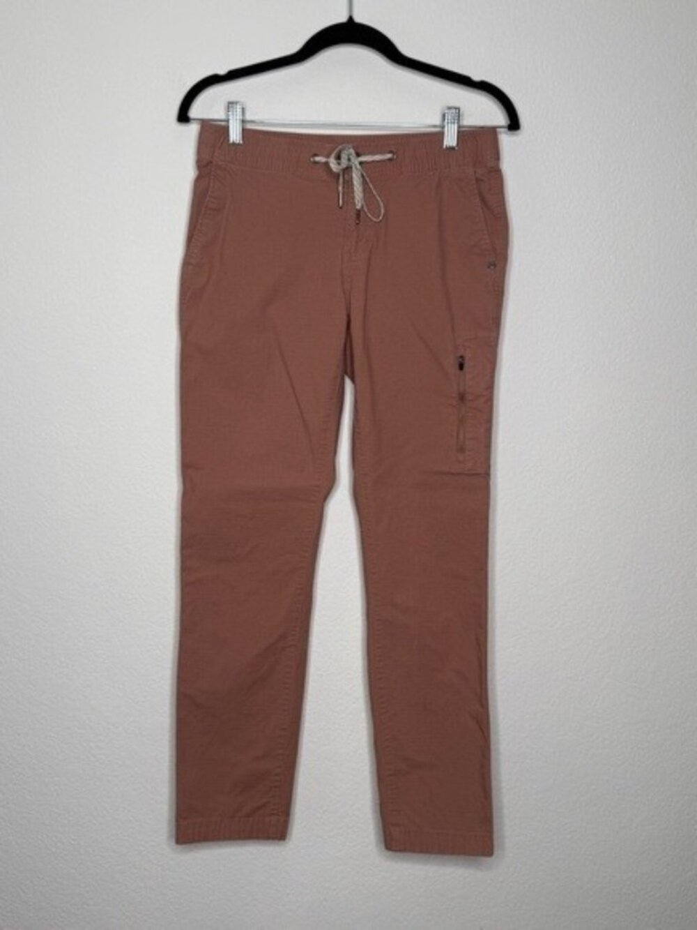 Vuori Ripstop Straight Leg Casual Pants Waist Tie Zipper Pocket Terracotta S